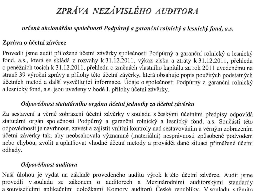 3. Zpráva auditora k
