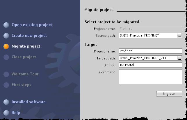 Migrace z S7 Distributed Safety do F-PLC F-periferie Safety Administration Editor Migrace Ochrana přístupu Knihovny Safety printout Komunikace Mohu znovu použít existující S7 Distributed