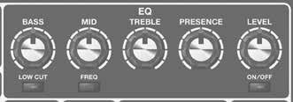 Editace efektů EQ (Equalizer) Nastavení zvuku. MEMO Můžete zadat EQ nezávisle pro GUITAR IN 1 a 2. Blíže viz Making Independent EQ Settings for GUITAR IN 1 and 2 (p. 11).