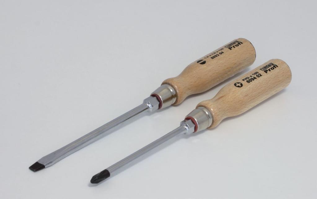 8094 02 PH 2 6 100 110 27 80 20 8094 03 PH 3 8 150 120 30 160 20 809 Šroubovák Pozidriv Screwdriver Pozidriv Řada: WOOD  with round cross-section Blade: round, throuh to the end of the handle, chrome