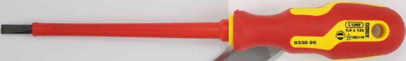 obstřik Line: S LINE ELEKTRO PROFI 2-component with round cross-section Blade: round, black surface, insulated coatin 833 Šroubovák Phillips elektro Screwdriver Phillips electro 8331 00 PH 0 3 60 90