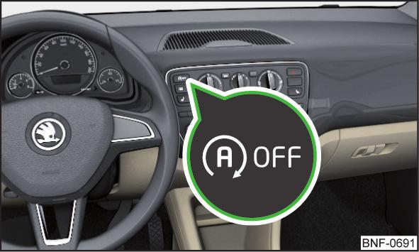 Stav systému Stav systému se při zastavení zobrazuje na displeji» obr. 119. Motor je automaticky vypnutý a při rozjezdu automaticky nastartuje. Motor není automaticky vypnutý.