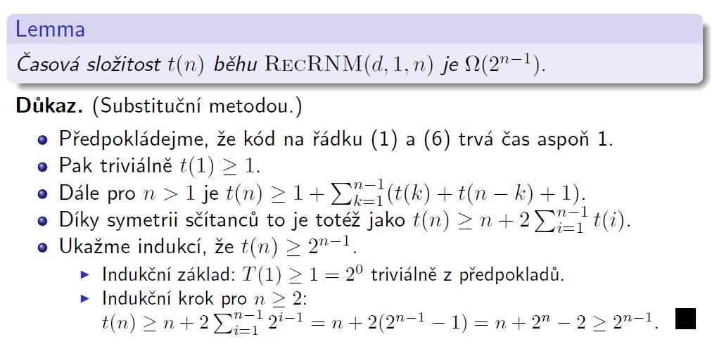 Časová složitost RECRNM(d,, n) Karel Richta a kol.