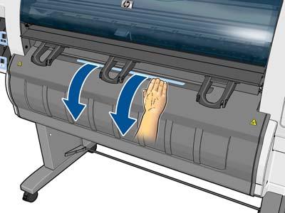 Jak zavést nekonečný papír do tiskárny 1. Na předním panelu tiskárny vyberte ikonu roll (Zavést roli). a vyberte možnosti Paper load (Zavedení papíru) > Load 2.