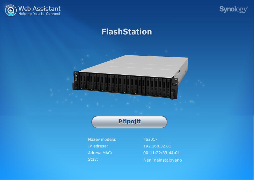 Kapitola 3 Instalace systému DSM na zařízení FlashStation Po dokončení nastavení hardwaru nainstalujte na zařízení FlashStation systém DiskStation Manager (DSM) jedná se o operační systém společnosti
