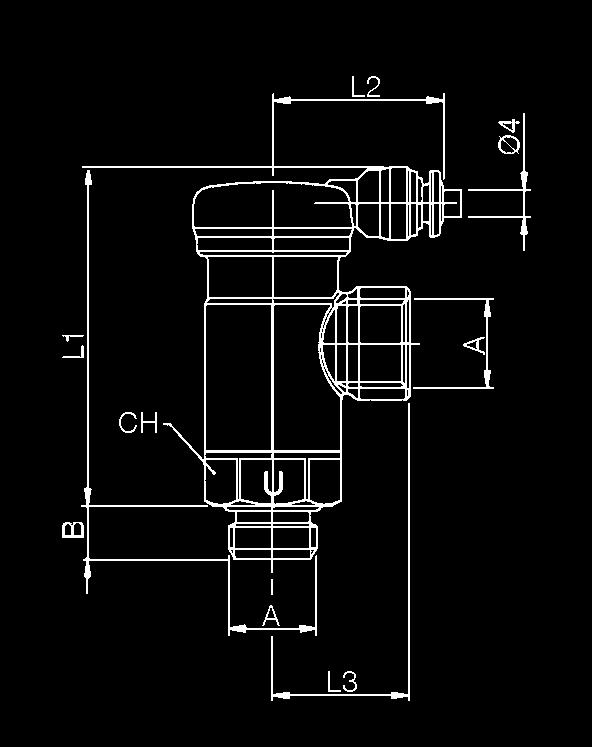 Funkční konektory ES B Přechod BSP-NPT závit H L Technické údaje Materiál těla Médium Mosaz Neutrální plyny a voda A Objednací číslo A B H L ES 82241 32-M5 10/32 UNF M5 4.5 12.