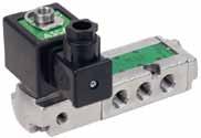 Solenoidové ventily 5/3, 5/2, 4/2 Médium Vzduch a inertní plyny, mazaný nebo nemazaný, min.