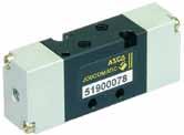 Solenoidové ventily 5/3, 5/2, 4/2 Připojení Pohled ze spodní části kontaktu 30 Verze NAMUR 1 2 Kontakty s kabelem: 1 :Hnědá Plus nebo ~ 2 :Modrá Minus nebo 0 :Zelená/žlutá Ochranný vodič 3/2 NC