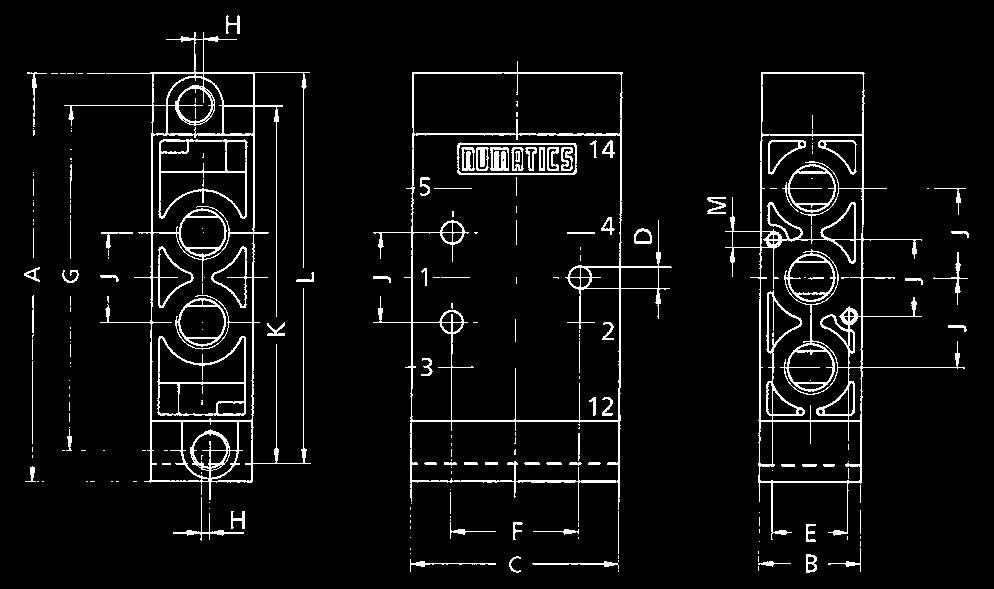 Stručná charakteristika Solenoidové ventily 5/3, 5/2, 4/2 Série, L11, L12 Šoupátkové ventily, 1000 Nl/min, montované v řadě Pro teploty až do 150 C Odolnost prachu apod.