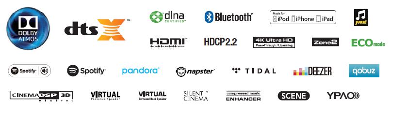 Vestavěné Wi-Fi a kompatibilita s Wireless Direct pro snadné použití síťových funkcí? Bluetooth pro bezdrátové streamování hudby a Compressed Music Enhancer pro Bluetooth?