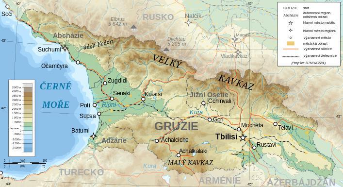 Obrázek 13 Geografická mapa Gruzie, zdroj: cs.wikipedia.org 3.2.