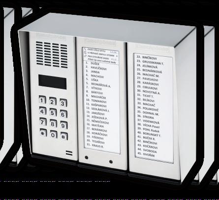 GENOVA Klávesnice typ S (stříška na zeď) popis ( vrátný) je zařízení umožňující hovorové spojení s domácím telefonem. Je sestaven z modulu s klávesnicí a modulu jmenovek.