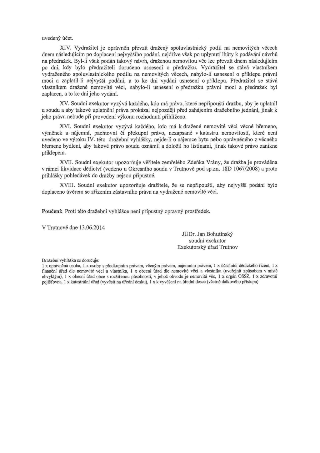uvedený účet. XIV.
