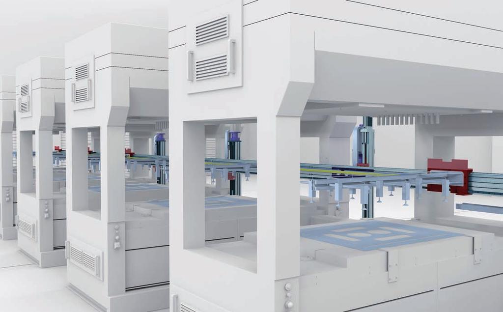 Actuator System Line TRANSFER PRESS Všestranný manipulační systém pro manipulaci s plechy byl navržen jako