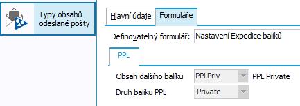 Přidělená čísla 8.1.1 POŠTOVNÍ POSKYTOVATELÉ Nastavení se provádí na definovatelném formuláři Nastavení Expedice balíků.