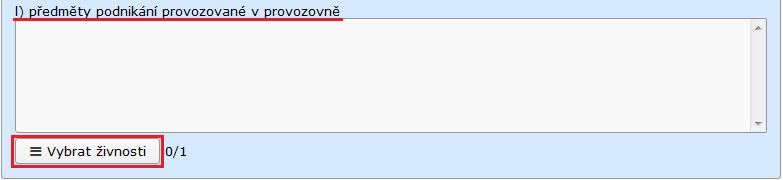 umístěného před živností, všechny živnosti lze hromadně označit zaškrtnutím pole u filtru.