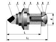 CUTTER UNITS MESSEREINHEITEN NOŽOVÉ JEDNOTKY beveled schräge šikmé PN 24 2428 (brazed / gelötete / pájené) Dimension Bar dia 7. Screw d L L Mass 1 Stange 7. Schraube Rozměr tyče 7. Šroub 8. Insert 9.
