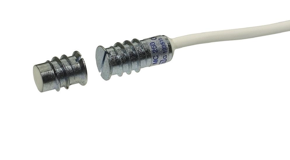 MAGNETICKÉ KONTAKTY ŘADY MC 200 Magnetický kontakt MC 250 MC 250 je velmi malý univerzální magnetický kontakt s em, určený pro závrtnou montáž do dveří a oken.