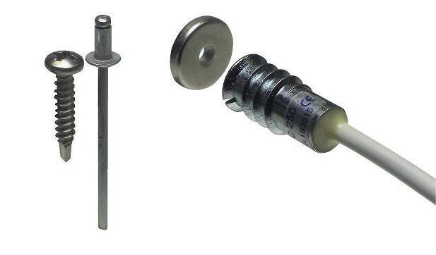 MAGNETICKÉ KONTAKTY ŘADY MC 200 Sestava magnetického kontaktu MC 250-M14 Sestava MC 250-M14 se skládá z kontaktu MC 250 a velmi silného magnetu tvaru mince M14.