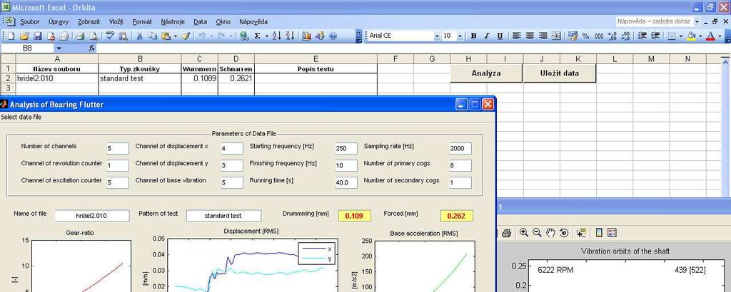 9 Ukázka programu orbit uživatelské rozhraní analytického modulu Byl vytvořen fyzikální model