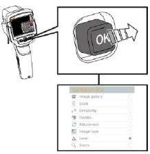 Změna přiřazení funkce k tlačítku pro rychlý výběr 1. Posuňte joystick doprava. Otevře se menu pro nastavení tlačítka (Configure key). Aktivní funkce je označena tečkou. 2.