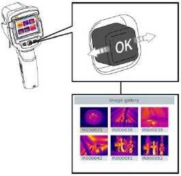 o Coldspot, Hotspot: Bod nejnižší nebo nejvyšší naměřené teploty je označen bílým křížkem a zobrazí se jeho hodnota. Measurement range: Vyberte jeden ze dvou rozsahů teploty.