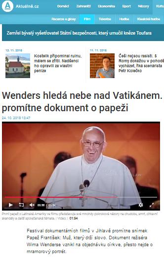 3. VYBRANÉ FESTIVALOVÉ OHLASY Novinky.cz, 19. 9. 2018 Wenderse, exotické Zakarpatí, zákulisí českých voleb i papeže nabízí Ji.hlava Sté výročí Československa oslavíme letos v Ji.