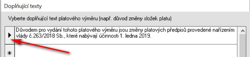 Tisk platových výměrů Zadejte zdůvodnění změn v platových