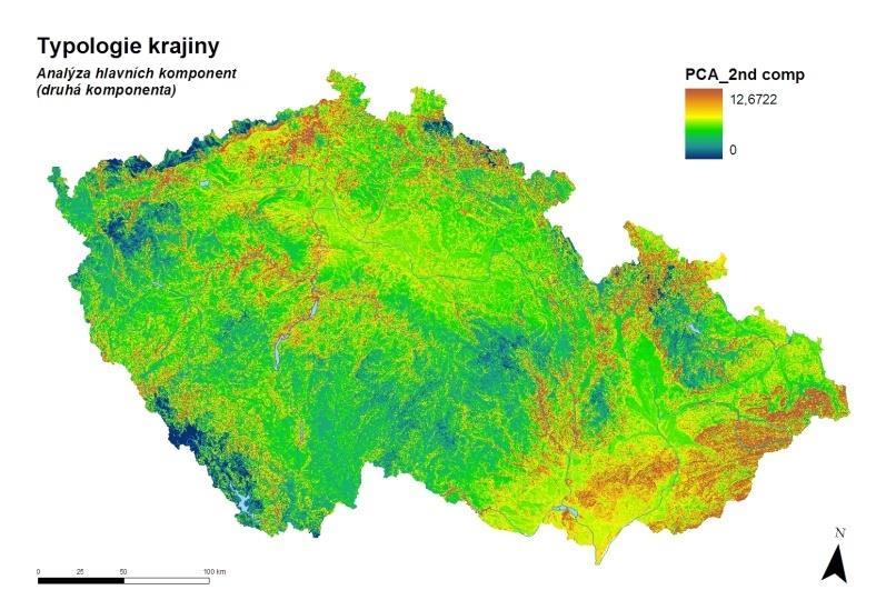 4. Metodický postup typologie krajiny Analýza hlavních komponent (PCA) vícepásmový rastr obsahuje transformovaná data, nikoli hodnoty pův.
