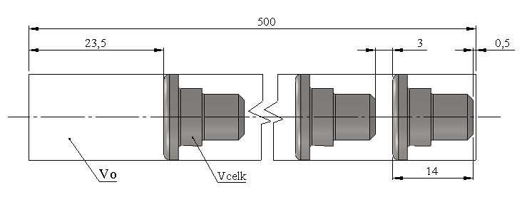 Umístění čepů v polotovaru pro soustružení Určené parametry čepu z předchozích výpočtů: Objem: V 1116,41mm