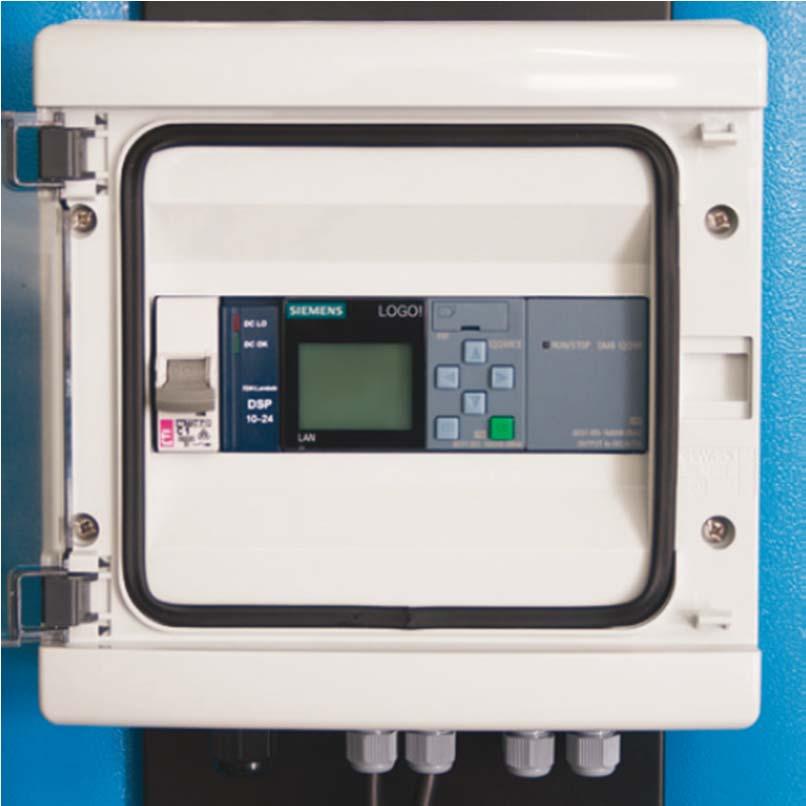 řídící jednotka ve standardu řídící PLC automat Siemens Logo vybavený LCD displejem instalovaný v ochranném krytu pro náročné provozní prostředí volitelně stand by funkce volitelně kontrola rosného
