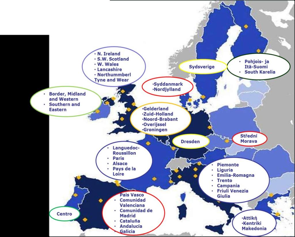Referenční místa v zemích EU Místa v EU se strategiemi a pokročilými inovacemi v AHA, excelence v rozšiřování dobrých praxí, závazné činnosti