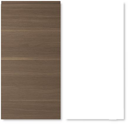 VOXTORP, lesklá světle béžová. 1 100, 40 80 cm. Lesklá fólie.  HERRESTAD, bílá.
