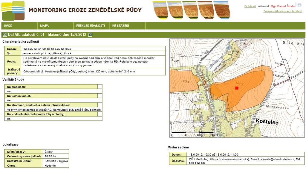 Monitoring eroze zemědělské půdy
