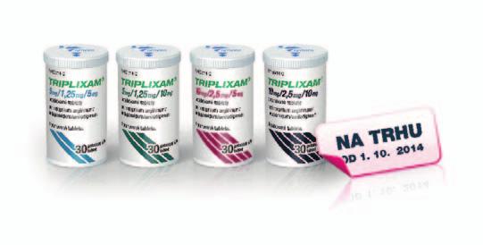 VÍTĚZNÁ TROJKOMBINACE V LÉČBĚ HYPERTENZE 1 denně Zkrácená informace o přípravku TRIPLIXAM : SLOŽENÍ*: Triplixam 2,5 mg/ 0,625 mg/ 5 mg obsahuje 2,5 mg perindoprilu argininu/ 0,625 mg indapamidu/ 5 mg