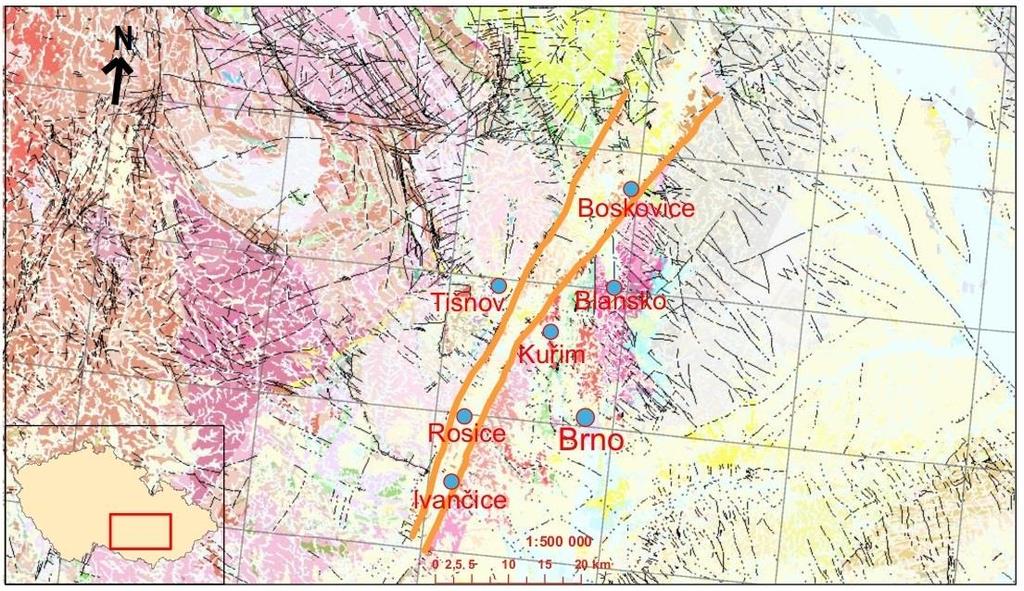 2. BOSKOVICKÁ BRÁZDA 2.1. Umístění a charakteristika boskovické brázdy Boskovická brázda leží v jižní části moravskoslezské oblasti (obr. 2.1).
