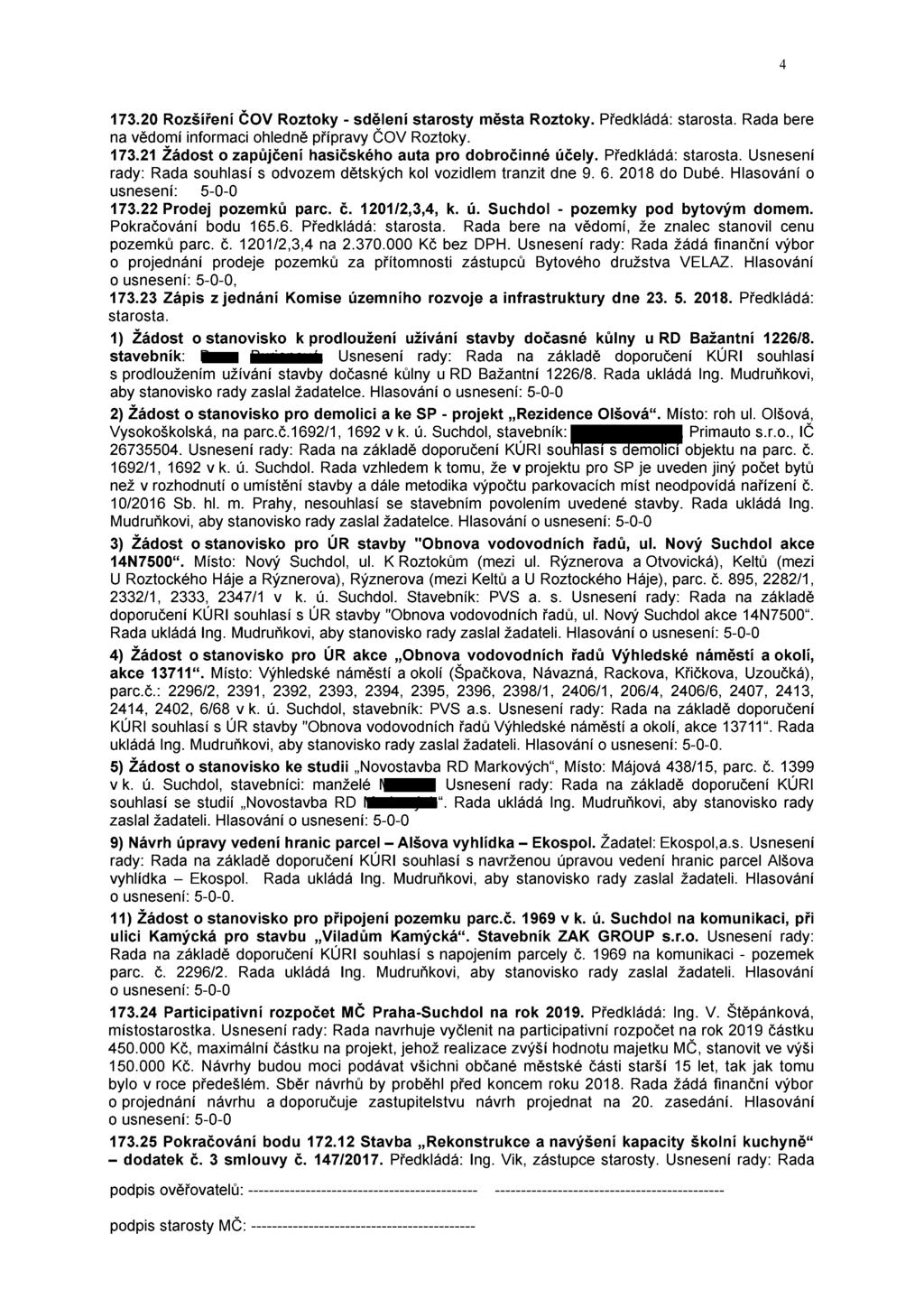 173.20 Rozšíření čov Roztoky - sdělení starosty města Roztoky. Předkládá: starosta. Rada bere na vědomí informaci ohledně přípravy ČOV Roztoky. 173.