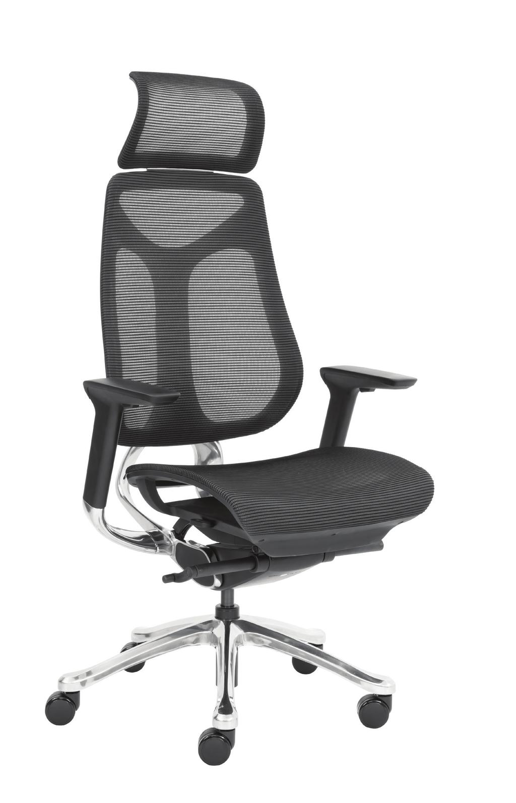 12 MOVE Kancelářská židle s vysokým opěradlem / High back office chair / Bürostuhl mit hoher Rückenlehne Pevná hlavová opěrka / Fixed headrest / Feste Kopfstütze Ergonomicky tvarovaný rám opěradla z