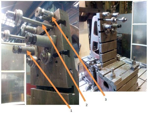 1 šroubový stojan, 2 šroub závrtný, 3 šroubový stojánek s magnetickou patkou Obrázek 2.8 Upínací přípravky Šroubovací stojan (viz obr. 2.9) se svými charakteristikami (viz tab. 2.6) slouží jako podpěra pro upínku, která přidržuje součást.