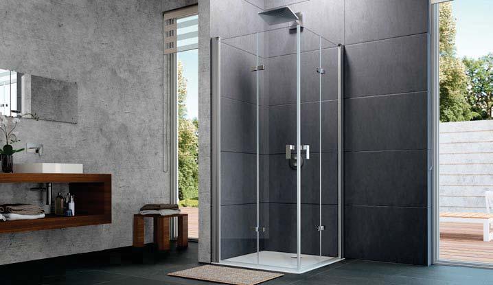 Design pure polorámový kout rohový vstup BE6E14H 27 213 Kč BE6E34H 27 213 Kč Kompletní sprchový kout se skládá ze 2 ks křídlových dveří