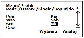 zkopírována na neděli. Existuje také možnost kopírování nastavení jednoho profilu do jiného profilu.