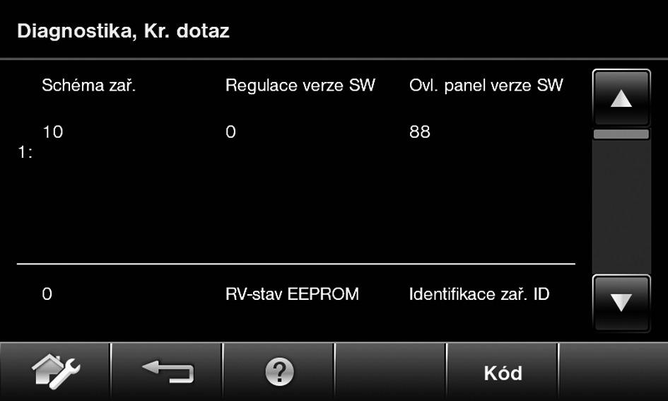 Diagnostika a servisní dotazy Diagnostika (pokračování) 3. Zadejte heslo viservice. 6. Zvolte požadovanou hodnotu nebo Všechna data. 4. Diagnostika 5.