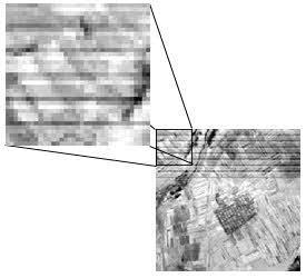 Páskování (pruhování, striping, banding) Histogram řádků, které byly naměřeny detektorem s