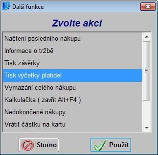 Zobrazují se pouze nenulové údaje, takže vlastní obsah může být každý den trošičku odlišný. Pokud si jej přejete pro snazší kontrolu vytisknout, stiskněte ještě jednou klávesu Enter.