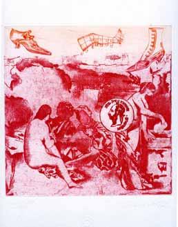1972, barevný lept (2x), 20 x19,5 cm,