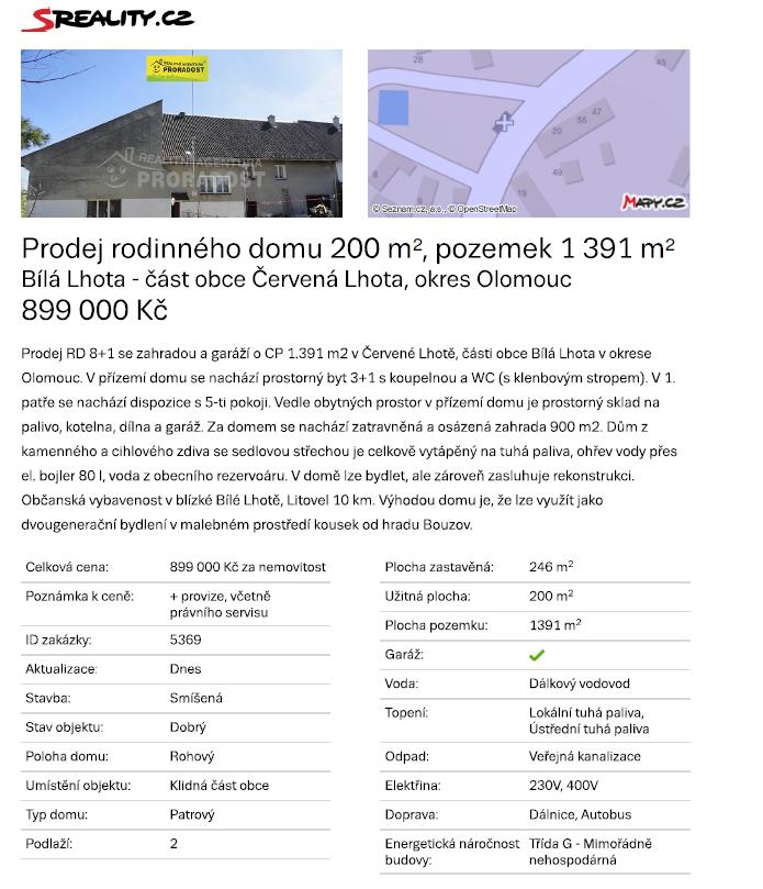 Srovnávací nemovitost č.