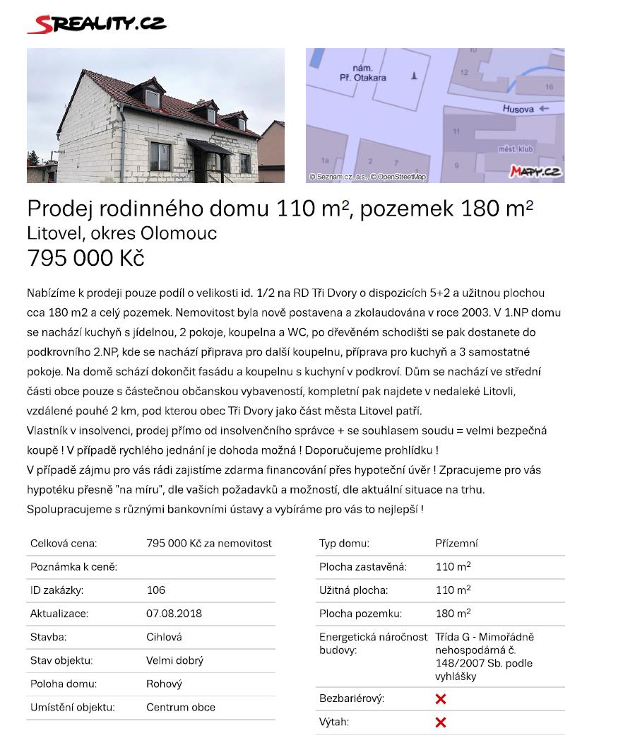 Srovnávací nemovitost č.