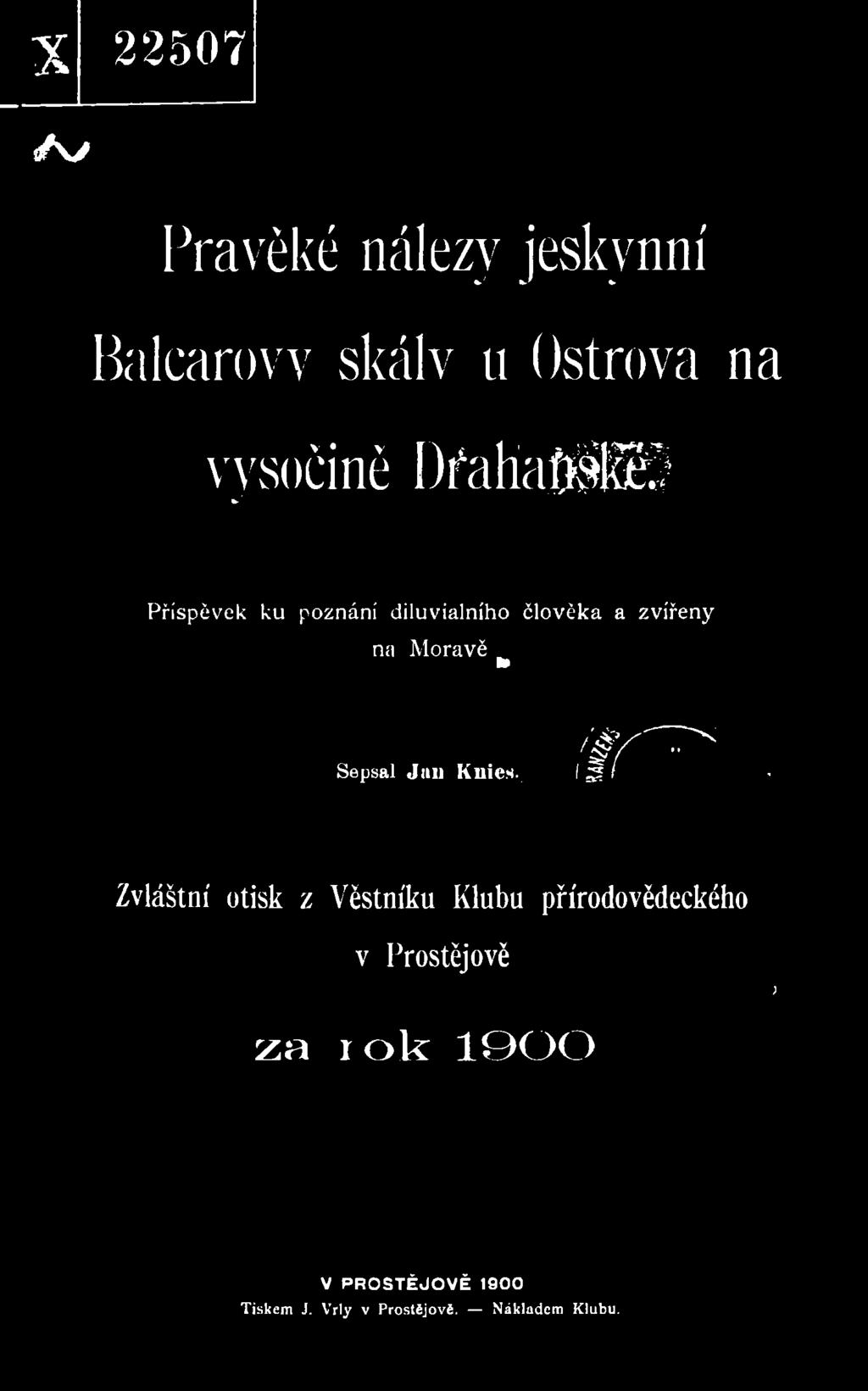 1 0 /, ' Zvláštní otisk z Věstníku Klubu