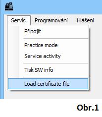 2.2. Nahrání certifikátu EET do pokladny 1. Klik na "Servis" 2.