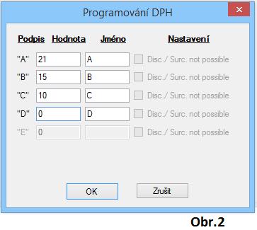 2) V případě, že podnikatel není plátcem DPH nastavte tyto hodnoty